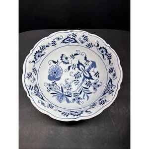 Blue Danube Japan Blue Onion Serving Bowl 9" Scalloped Rim Porcelain Vintage...